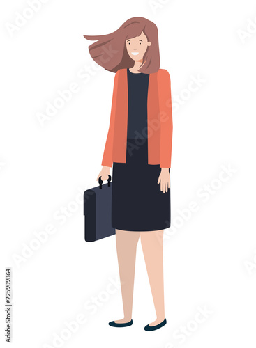 businesswoman elegant with smarphone avatar character