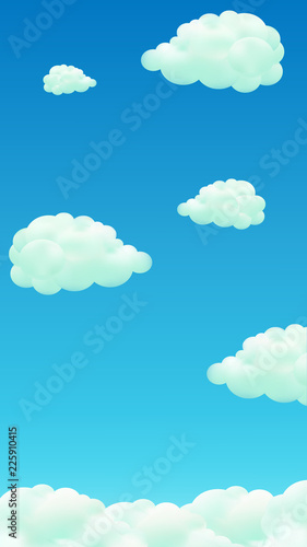 Blue gradient Sky and Clouds Vector Illustration Cartoon for Mobile Game
