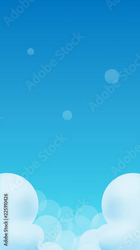 Blue gradient Sky and Clouds Vector Illustration Cartoon for Mobile Game