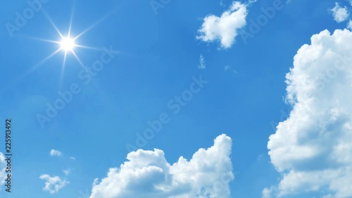 blue sky sun and clouds moving time lapse