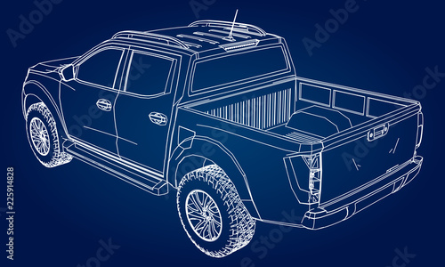 Commercial vehicle delivery truck with a double cab. Machine without insignia with a clean empty body to accommodate your logos and labels.
