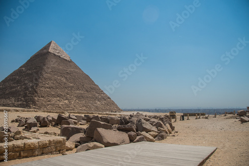 Giza pyramid complex landscape picture. Egypt.