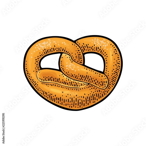 Pretzel. Vector color hand drawn vintage engraving
