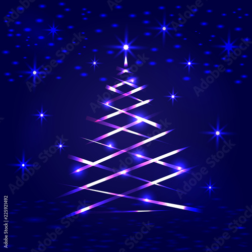 Christmas and New Year shining tree. Vector illustration EPS 10 photo