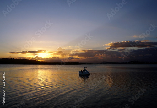 sunset on lake photo