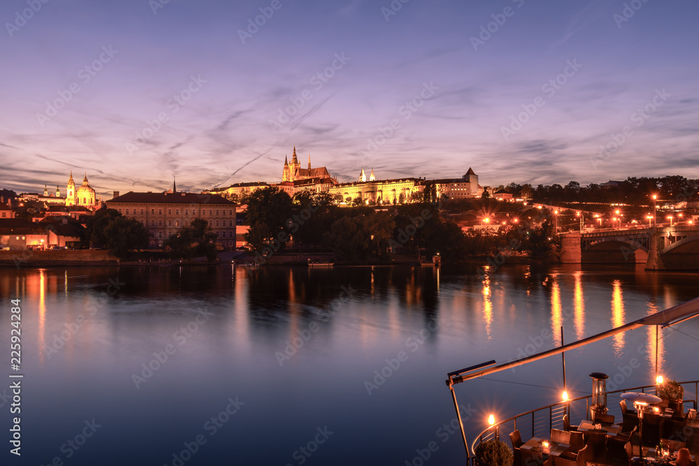 View of Prague castle at night