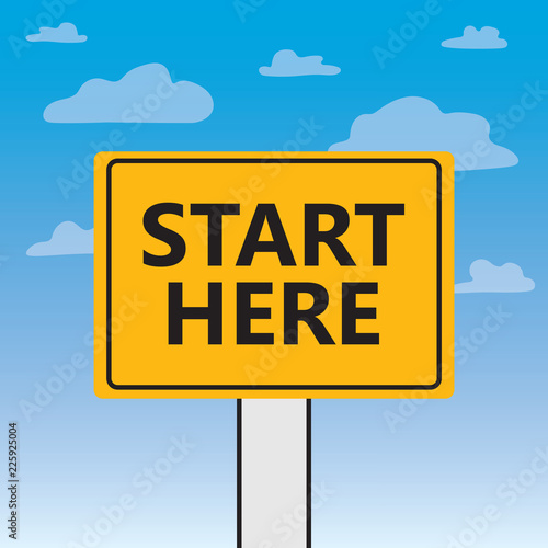 start here written on a billboard- vector illustration