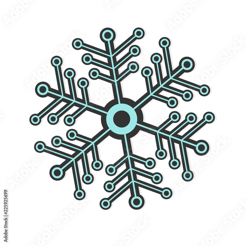 Futuristic snowflake in black and blue color isolated on white background. Perfect for Christmas and New Year Design. Vector.Eps10