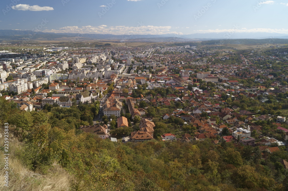 Fototapeta premium View from the hill of the fortress - Deva, Transylvania, Romania