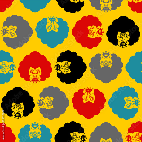 Angry woman pattern seamless. Grumpy wife face background. irate terrible female head ornament