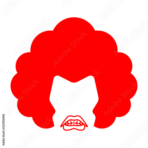 Angry woman face icon. grumpy wife portrait. terrible irate female head