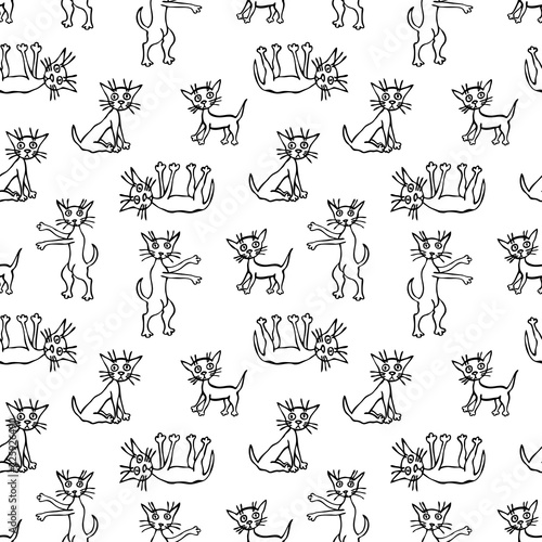 Vector pattern of funny kittens
