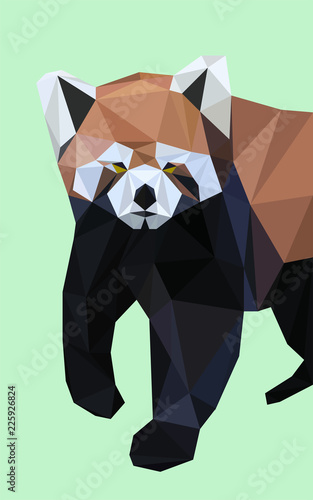 Fototapeta Naklejka Na Ścianę i Meble -  Colorful polygonal style design of wild red panda
