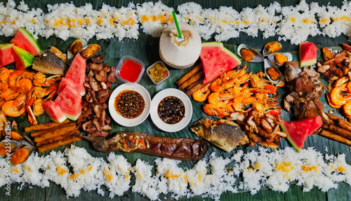 Traditional Filipino buffet photo