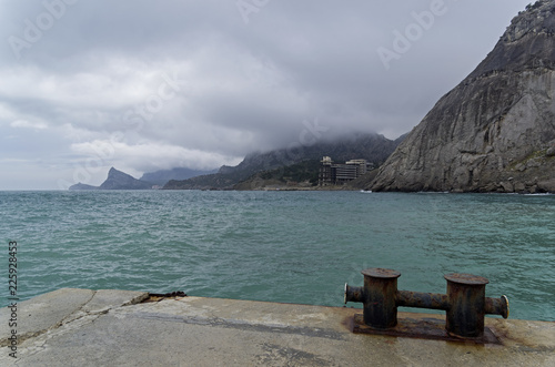 Black Sea coast on a cloudy day. Crimea.