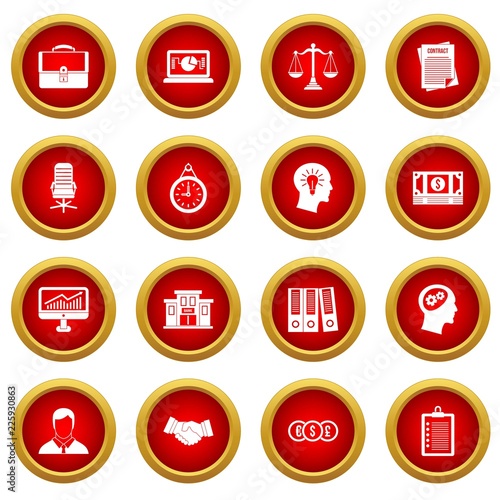 Banking icon red circle set isolated on white background