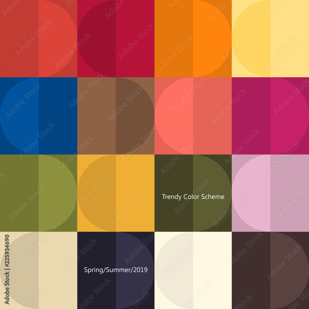Trendy color poster by plain color patches