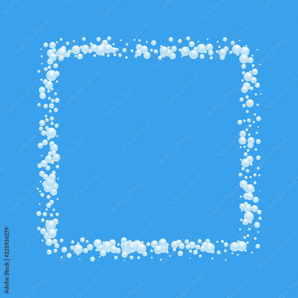 Bubbles abstract frame on blue background. Texture of foam border. Editable template. Bubbles abstract frame on blue background. Texture of foam border. Editable template.