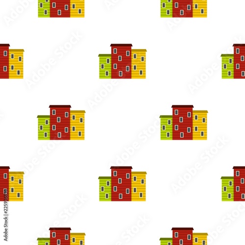 Multicolored argentine houses pattern seamless background in flat style repeat vector illustration