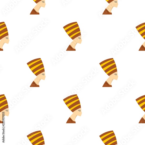 Nefertiti head pattern seamless background in flat style repeat vector illustration