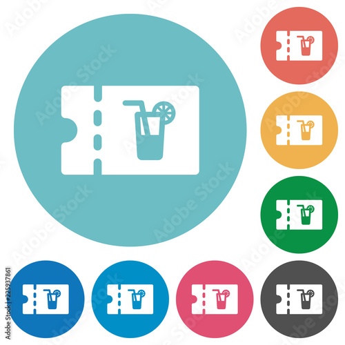 cocktail bar discount coupon flat round icons
