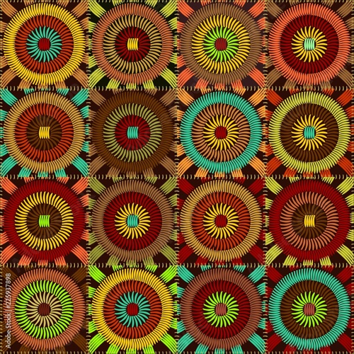 patchwork background with embroidery 