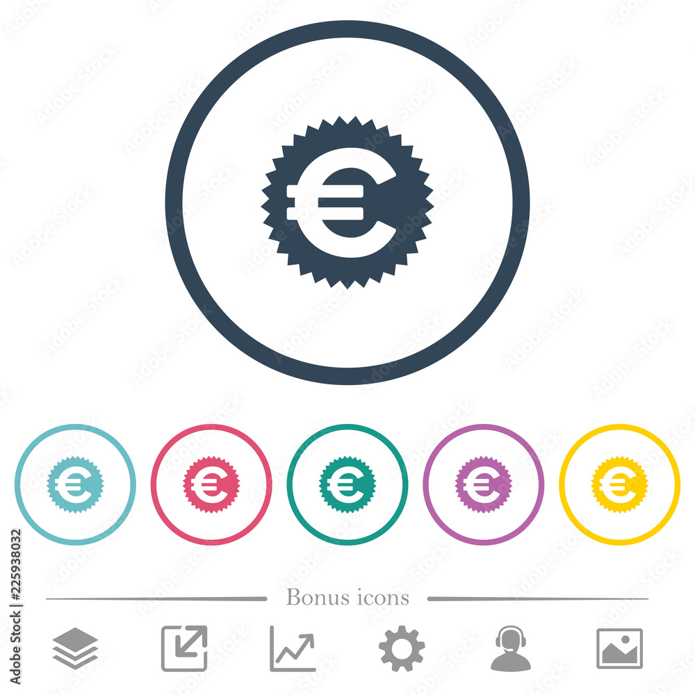 Euro sticker flat color icons in round outlines Euro sticker flat color icons in round outlines