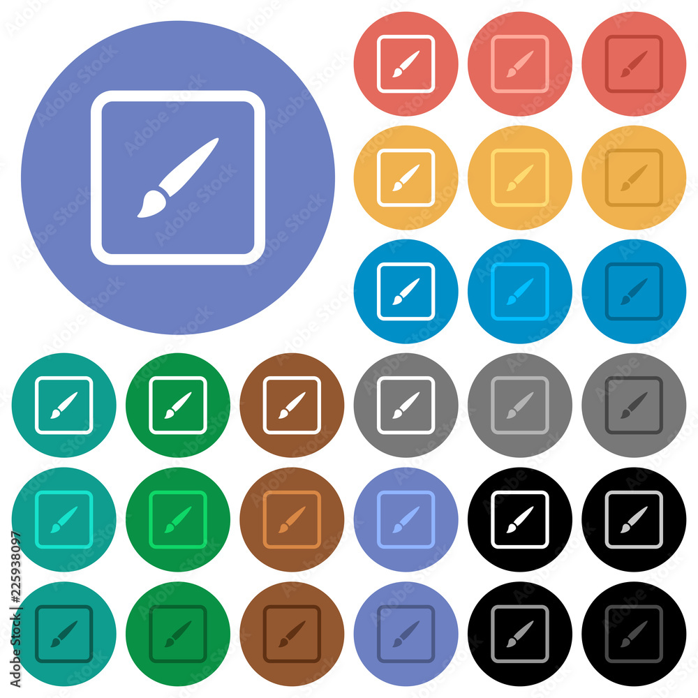 Paint object round flat multi colored icons Paint object round flat multi colored icons