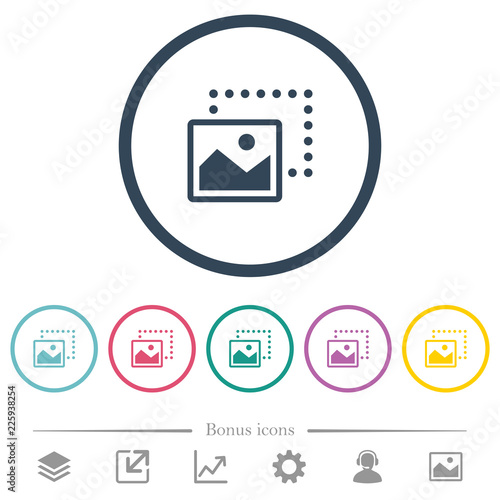 Drag image to bottom left flat color icons in round outlines