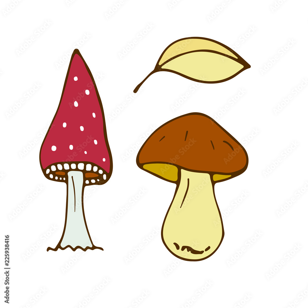 Mushrooms vector illustration. Sticker and patch design. Mushrooms vector illustration. Sticker and patch design.