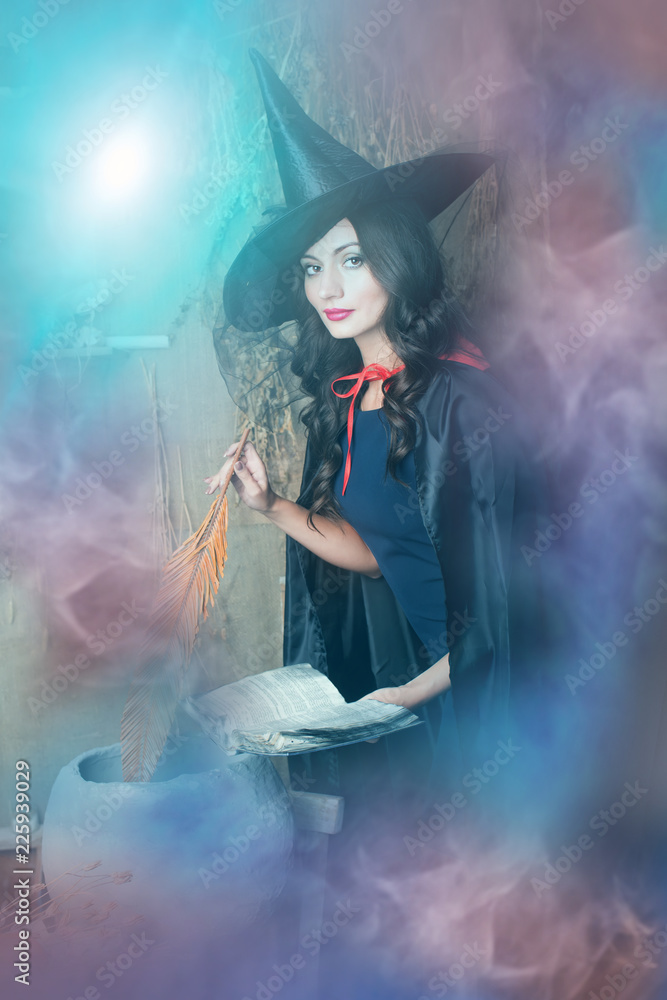 beautiful young witch Halloween background