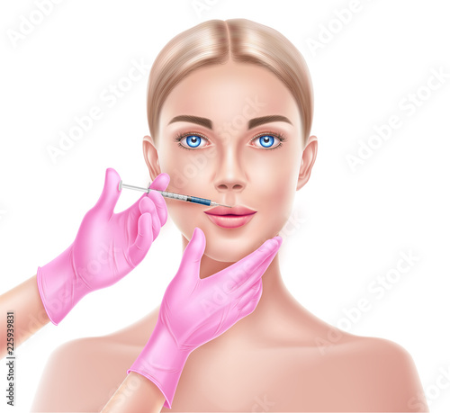 Vector liposuction surgery doctor hand and syringe photo