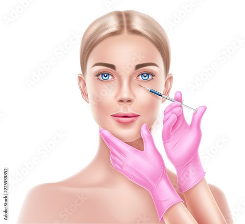 Vector liposuction surgery doctor hand and syringe photo