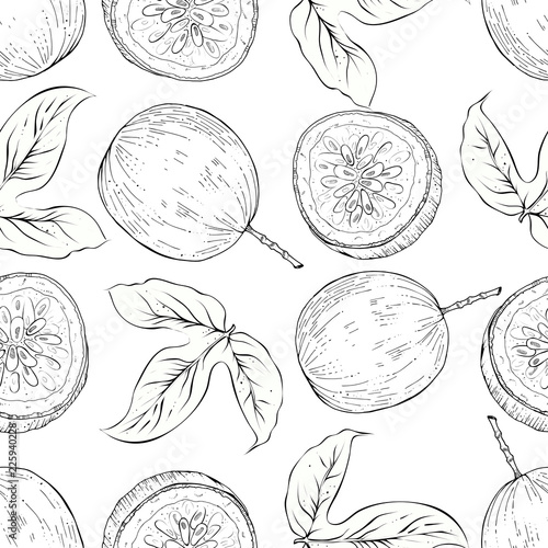 Pasision fruit seamless pattern, vector