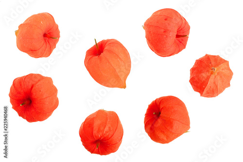 physalis isolated on white background. Top view. Flat lay pattern