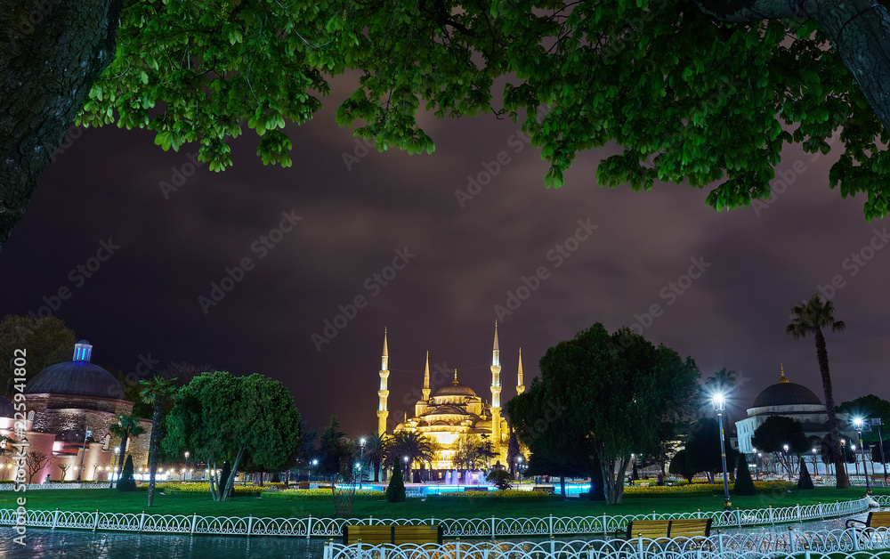 view on Blue Mosque from Mehmet Akif Ersoy Park