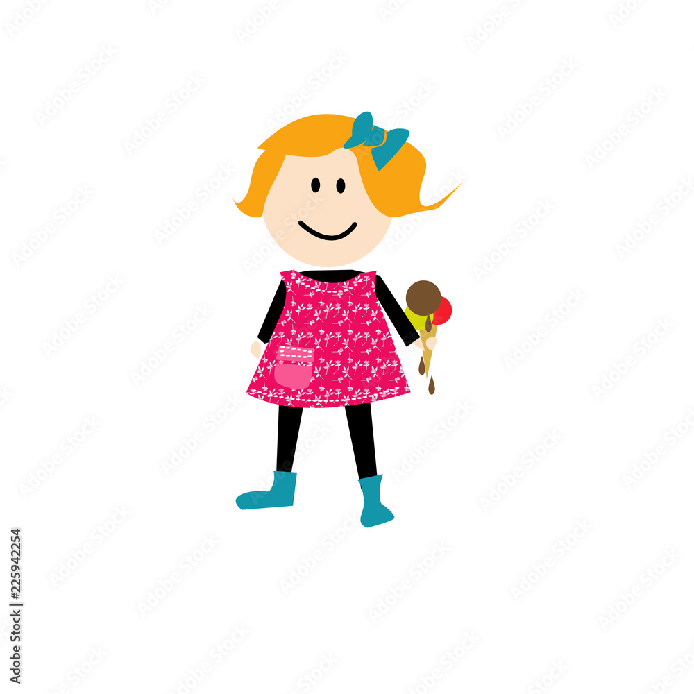 bambina col gelato isolata su sfondo biaco bambina col gelato isolata su sfondo biaco