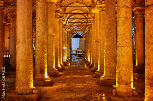 The Basilica Cistern - underground water reservoir build by Emperor Justinianus in 6th century, Istanbul