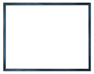 Empty dark blue wooden picture frame isolated on white background