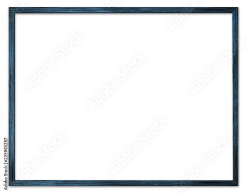 Black thin wooden picture frame for modern wall isolated on white background