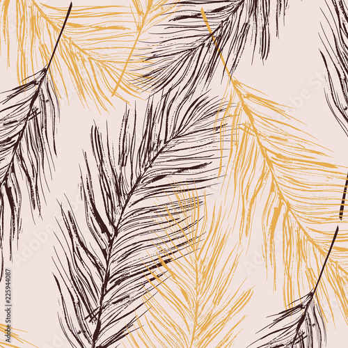 Vector feather pastel decoration. Birds fur elements. Elegant luxury home texture, interior decoration, Parrot symbol art.