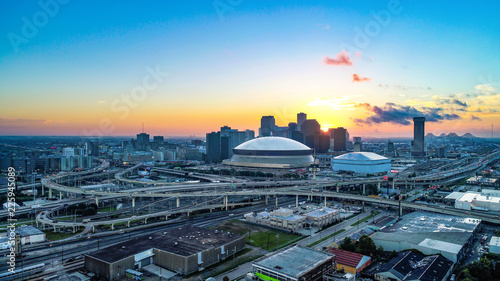 Εκτύπωση καμβά New Orleans, Louisiana, USA Skyline Sunrise