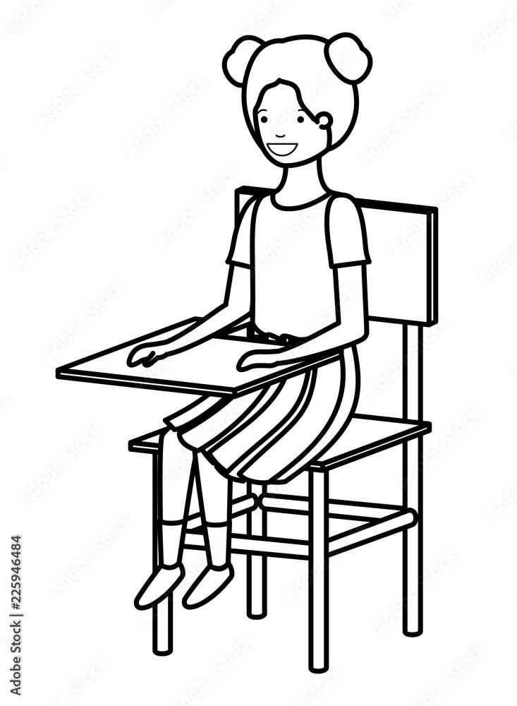 young student girl sitting in school chair young student girl sitting in school chair