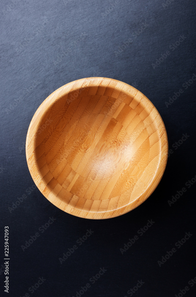 Top view of an empty wooden bowl Top view of an empty wooden bowl