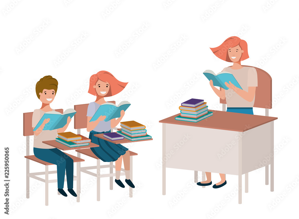 female teacher reading in the classroom with students female teacher reading in the classroom with students