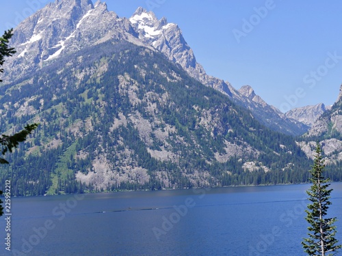 Close up of Jenny Lake with the Cascade Canyon at the Grand Teton National Park in Wyoming. photo