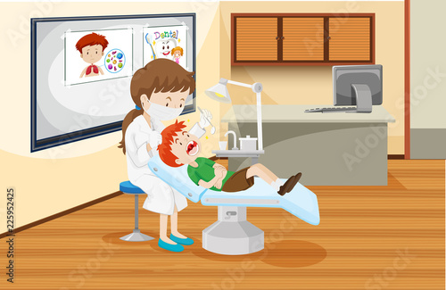A boy at dental clinic