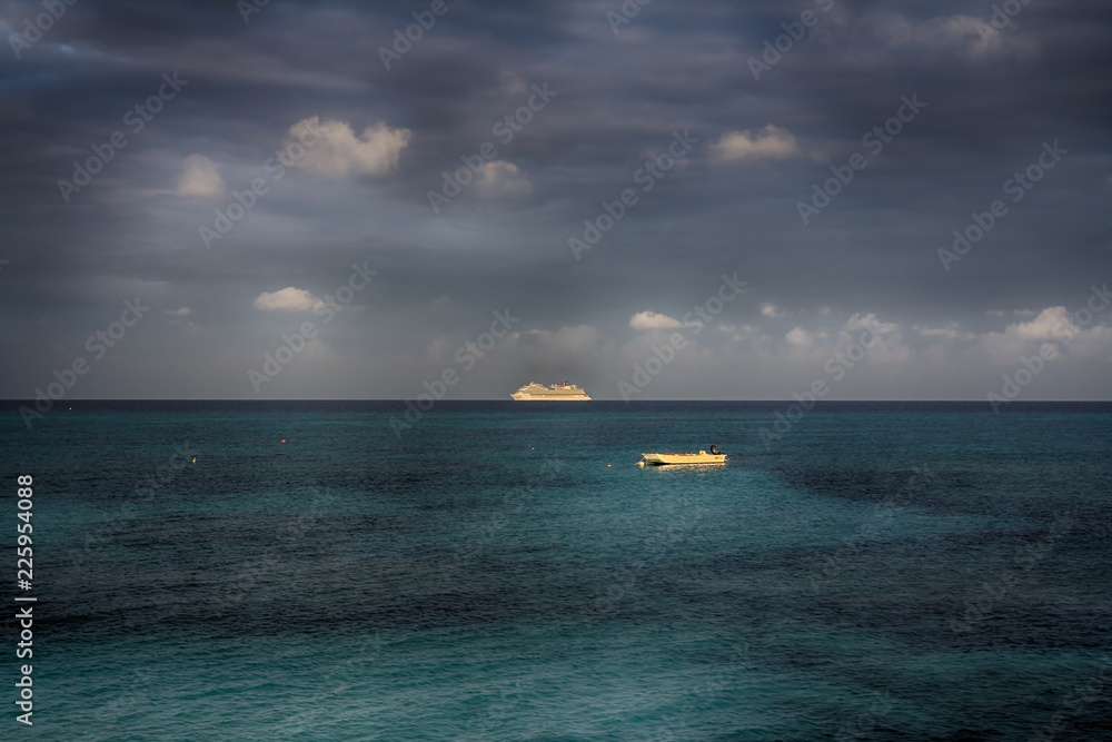 Naklejka premium Cruise ship in the sun.jpg