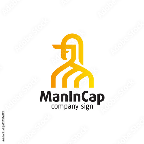 logo of a man in a cap and cape, linear art