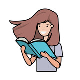 young student girl reading book